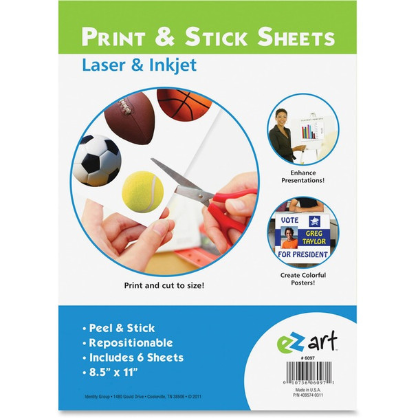 U.S. Stamp & Sign Print/Stick Letter Size Sheets - 6 / Pack (USS6097)