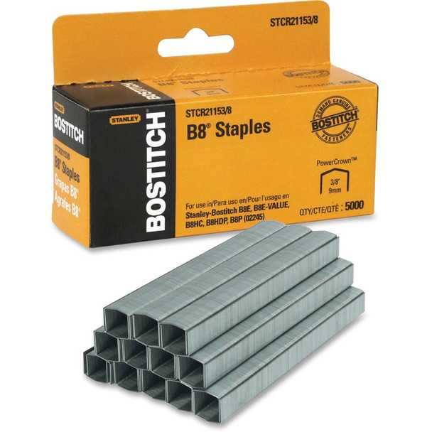 Bostitch B8 PowerCrown 3/8" Staples - 5000 / Box (BOSSTCR211538)