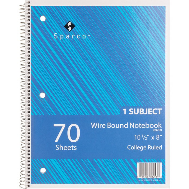 Sparco Wirebound College Ruled Notebooks - 1 Each (SPR83253)