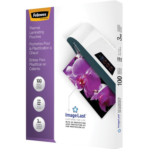 Fellowes Thermal Laminating Pouches - ImageLast™, Jam Free, Letter, 3 mil, 100 pack - 100 Pack (FEL52454)