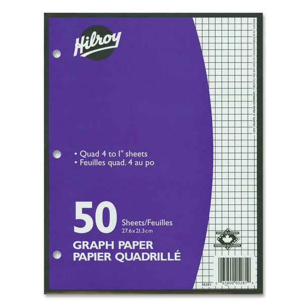 Hilroy 4:1" Two-Sided Quad Ruled Filler Paper - 50 / Pack (HLR05281)