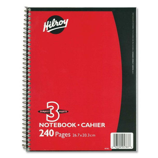 Hilroy Coil Three Subject Notebook - 1 Each (HLR05783)