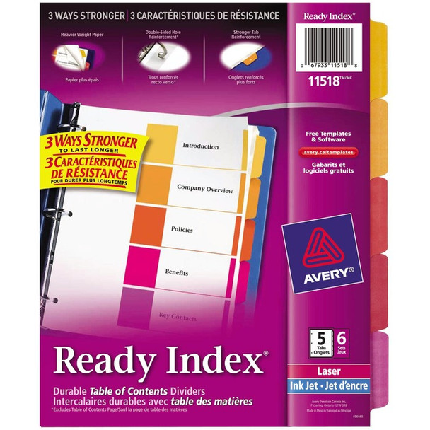 Avery Ready Index Unprinted Tab - 6 / Pack (AVE11518)