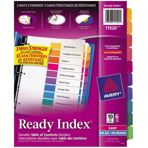 Avery Ready Index Unprinted Tab - 6 / Pack (AVE11520)