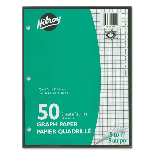 Hilroy 5:1" Two-Sided Quad Ruled Filler Paper - 50 / Pack (HLR05291)