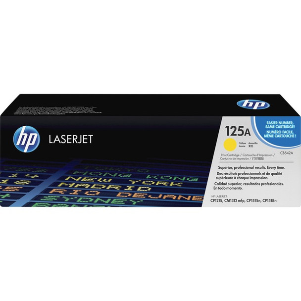 HP 125A (CB542A) Original Toner Cartridge - Single Pack - 1 Each (HEWCB542A)