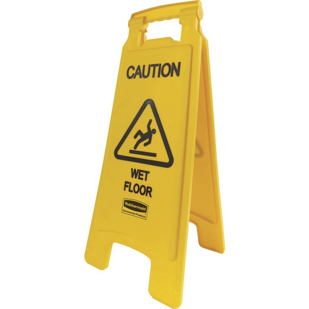Rubbermaid Commercial Caution Wet Floor Safety Sign - 1 Each (RUB611277YW)