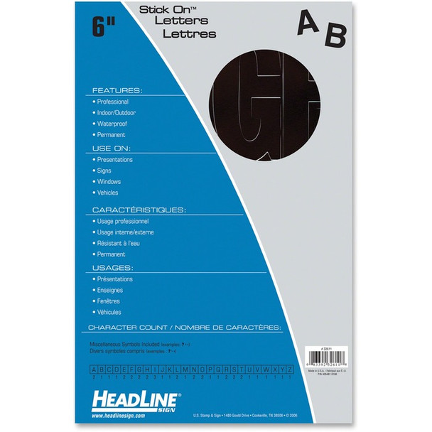 Headline Black Vinyl Stick-on Letters - 1 Each (USS32611)