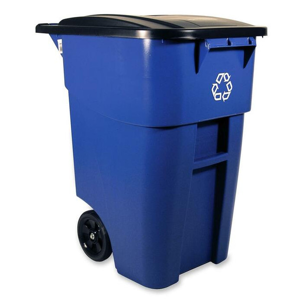 Rubbermaid Brute Recycling Rollout Container with Lid - 1 (RUB9W2773BLUE)