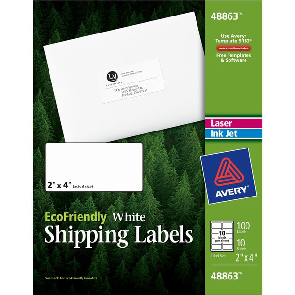 Avery EcoFriendly Mailing Label - 100 / Pack (AVE48863)