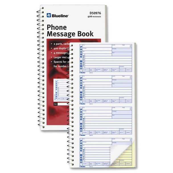 Blueline 400 Message Book - 2 / Pack (BLID50977)