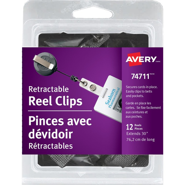 Avery Clip-on Retractable ID Reel - 12 / Pack (AVE74711)