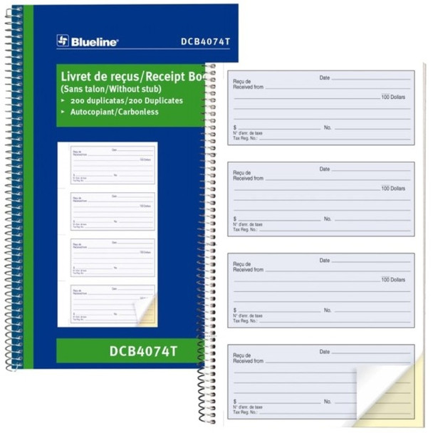 Blueline Bilingual Receipt Book - 1 Each (BLIA4074BT)