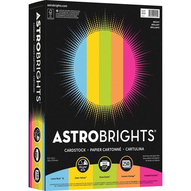 Astrobrights Laser, Inkjet Print Printable Multipurpose Card Stock - 250 / Pack (NEE99904)