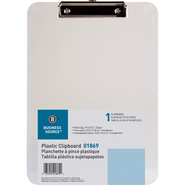 Business Source Transparent Plastic Clipboard - 1 Each (BSN01869)