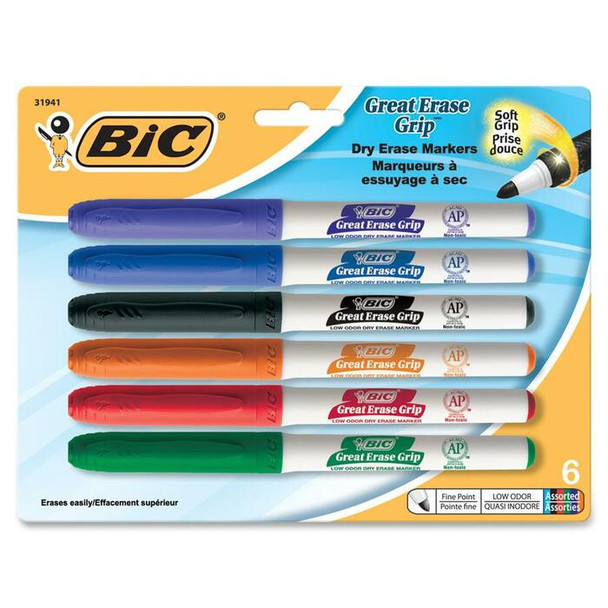 BIC Valleda Grip/Great Erase Whiteboard Marker - 6 / Pack (BICGDEP61)