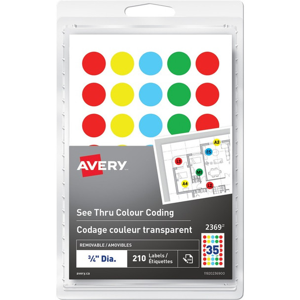 Avery See Thru Removable Colour Coding Labels - 210 / Pack (AVE2369)