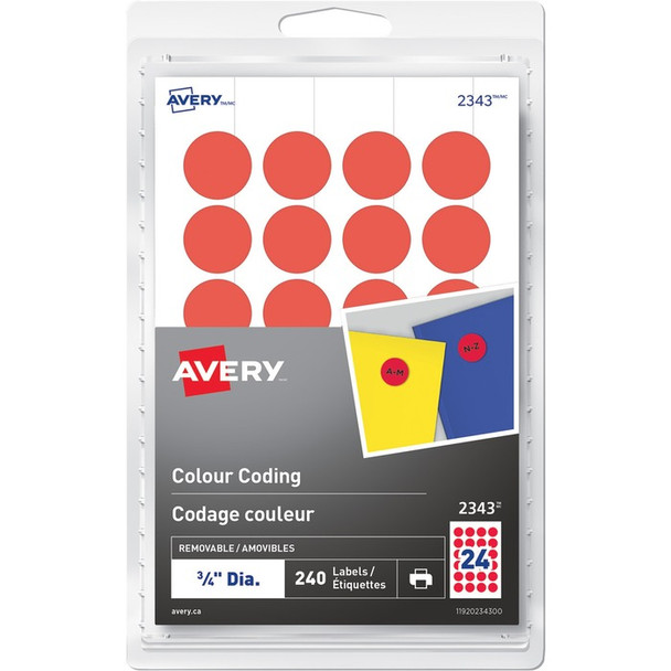 Avery Removable Colour Coding Labels - 240 / Pack (AVE2343)