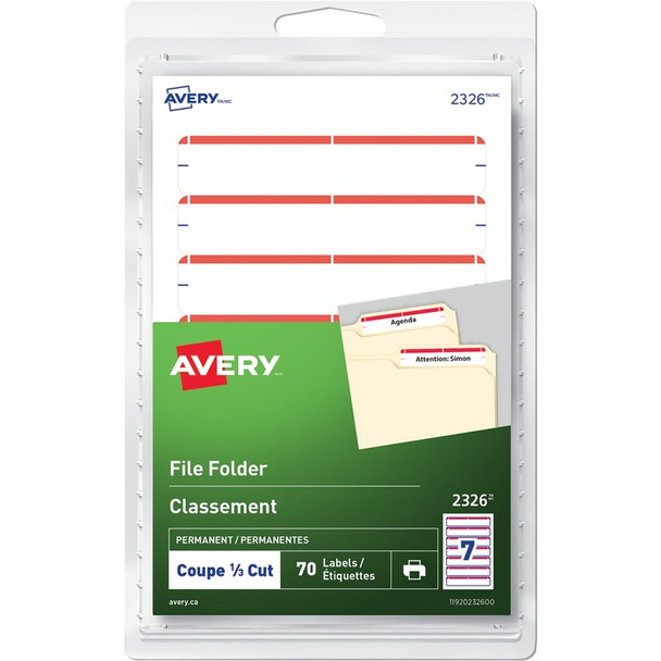 Avery Print or Write File Folder Labels - 70 / Pack (AVE2326)