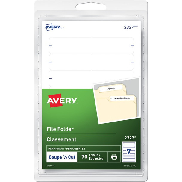 Avery Print or Write File Folder Labels - 70 / Pack (AVE2327)