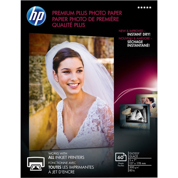 HP Premium Plus Inkjet Print Photo Paper - 60 / Pack (HEWCR669A)