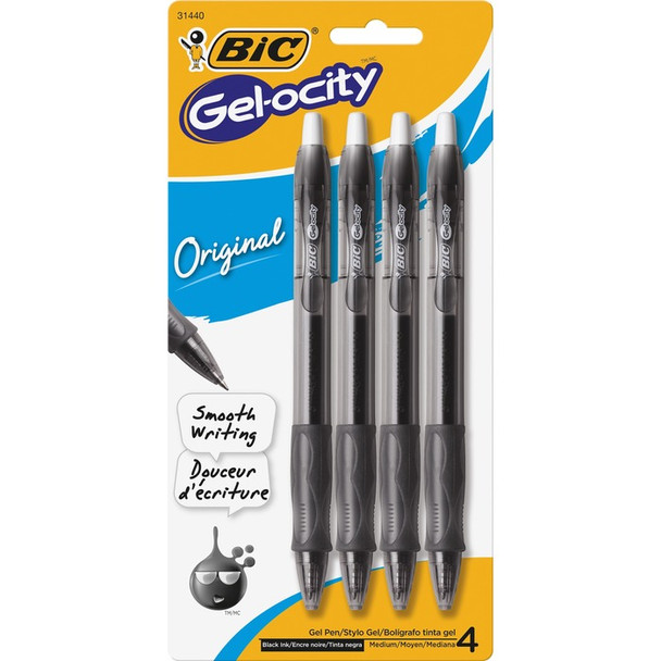 BIC Gel Retractable Pens - 4 / Pack (BICRLCP41BK)