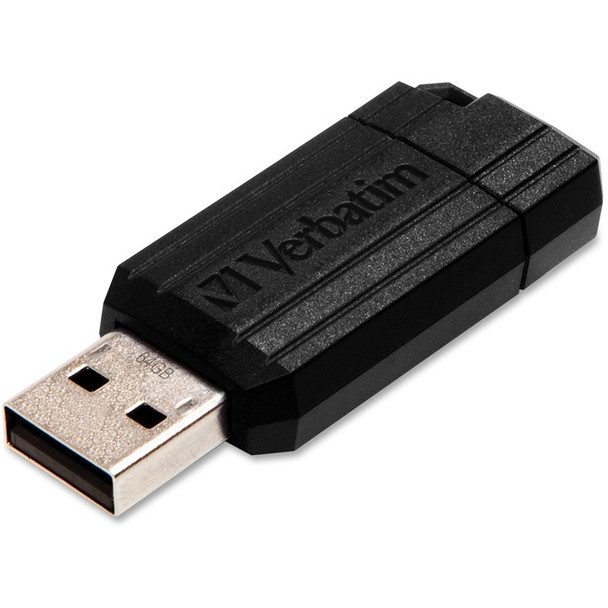 Verbatim 64GB Pinstripe USB Flash Drive - Black - 1 Each (VER49065)