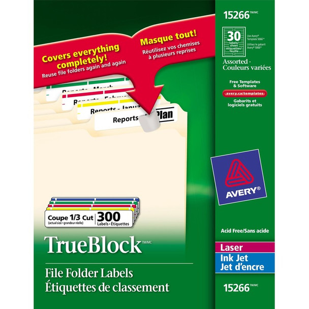 Avery TrueBlock File Folder Label - 300 / Pack (AVE15266)