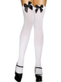 White Opaque Thigh Hi Stockings With Black Bow
