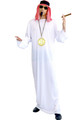 Classic Arab Sheikh costume for adults Includes long white robe and headpiece.