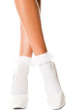 White Lace Ruffle Opaque Ankle Socks