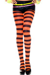 Orange/Black Wide Striped Opaque Pantyhose