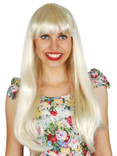 Long Straight Blonde Costume Wig With Fringe