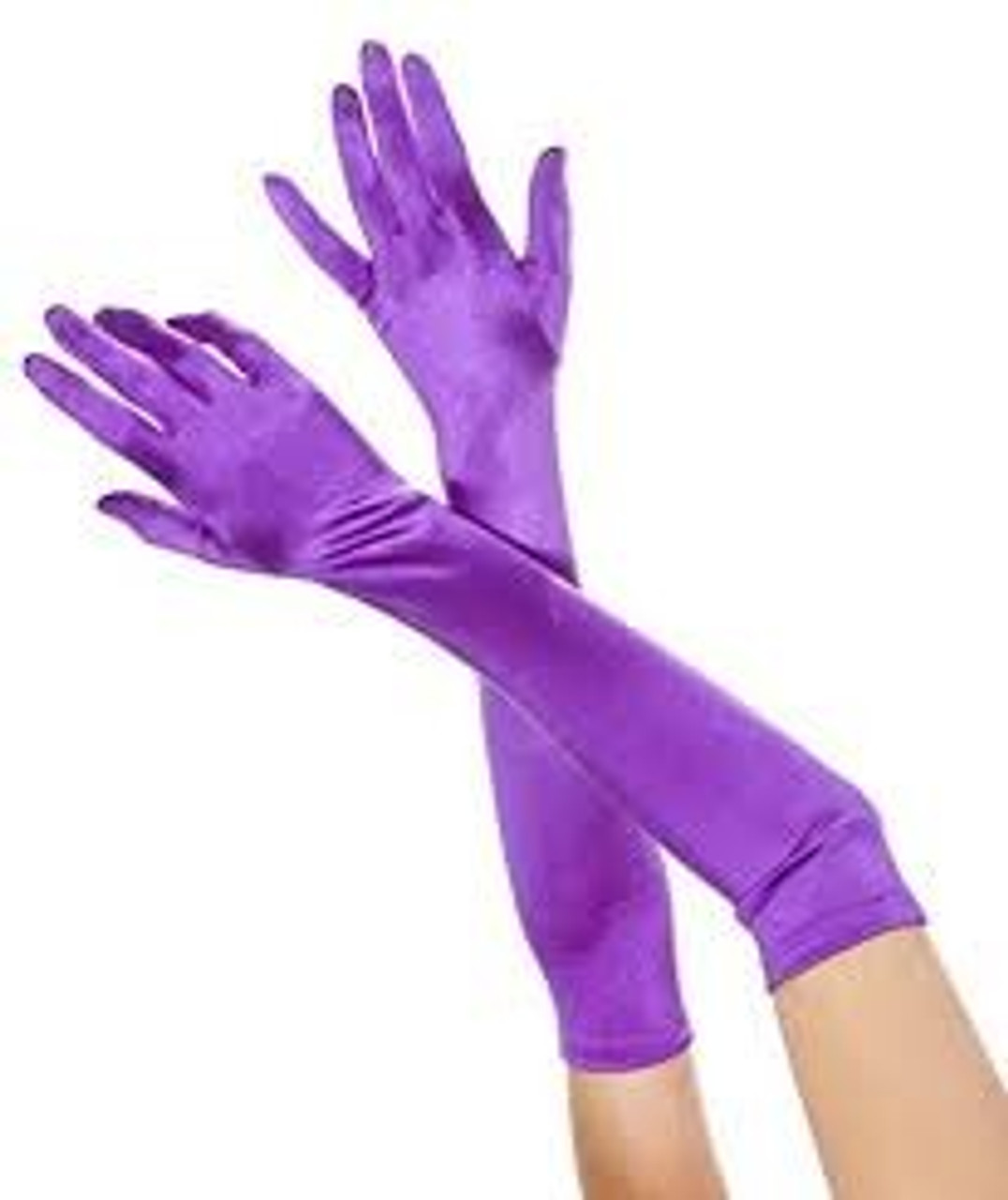 purple evening gloves