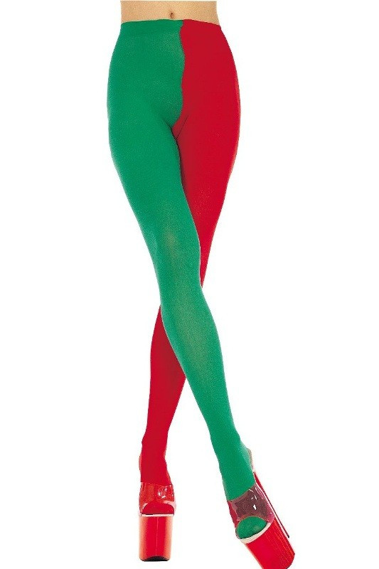 Elf Jester Red-Green Tights - Plus Size