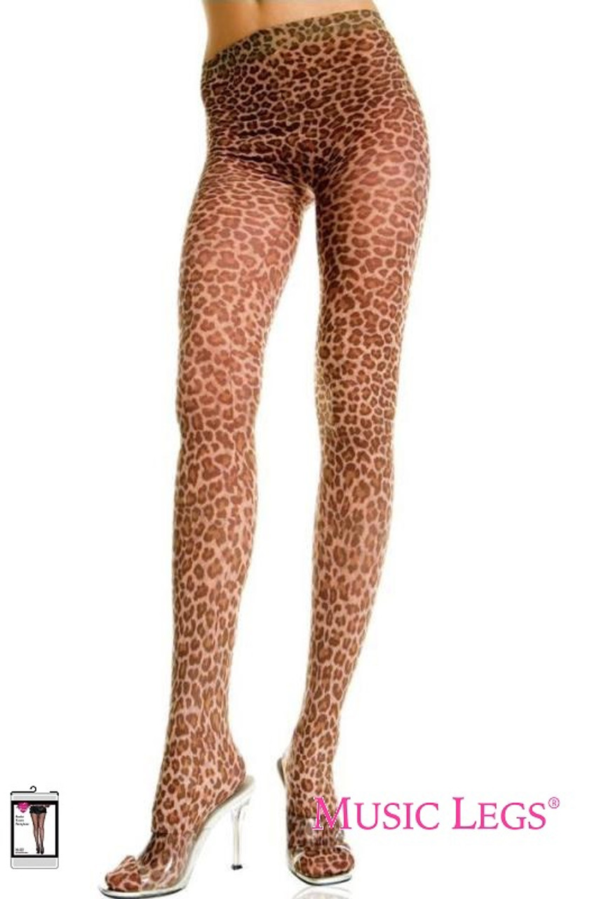 Leopard opaque print stockings