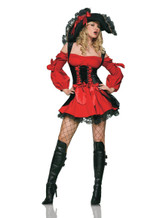 Red and Black Pirate Wench Womens Costume