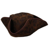 Brown Weathered Look Tricorn Pirate Hat.