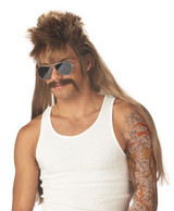 Mississippi Mud Flap Costume Wig with Moustache - Light Brown