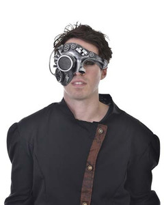 Silver Cyborg Steampunk Half Mask Silver Cyborg Steampunk Half Mask