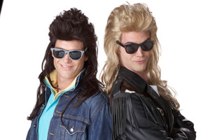 80's Rock Mullet Brown Wig