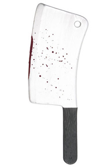 Meat Cleaver Silver and Black with Blood Splatter