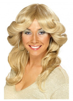 70s Long Blonde Flick Wig