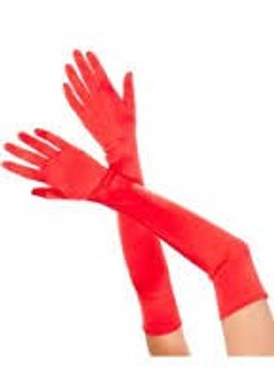 Long Satin Evening Gloves Red