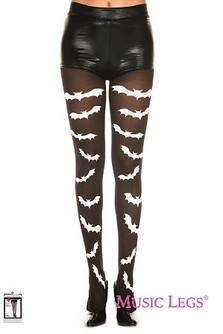 Gothic Bat Print Pantyhose