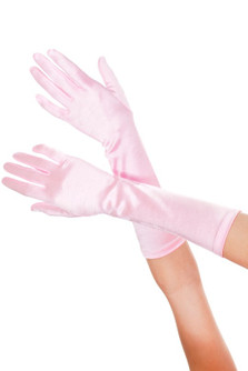 Baby Pink Elbow Length Evening Gloves