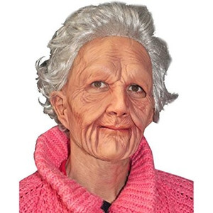 Old Lady Super Soft Latex Mask With Hair