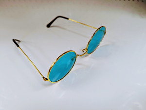 Unisex Lennon Pink Glasses with Gold Frame Hippy 70's 80s Fancy Dress  Sunglasses