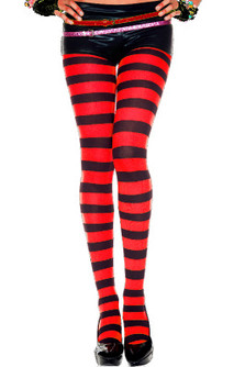 Red & Black Wide Striped Tights