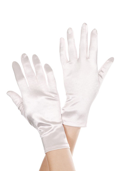 Short Satin Evening Gloves White